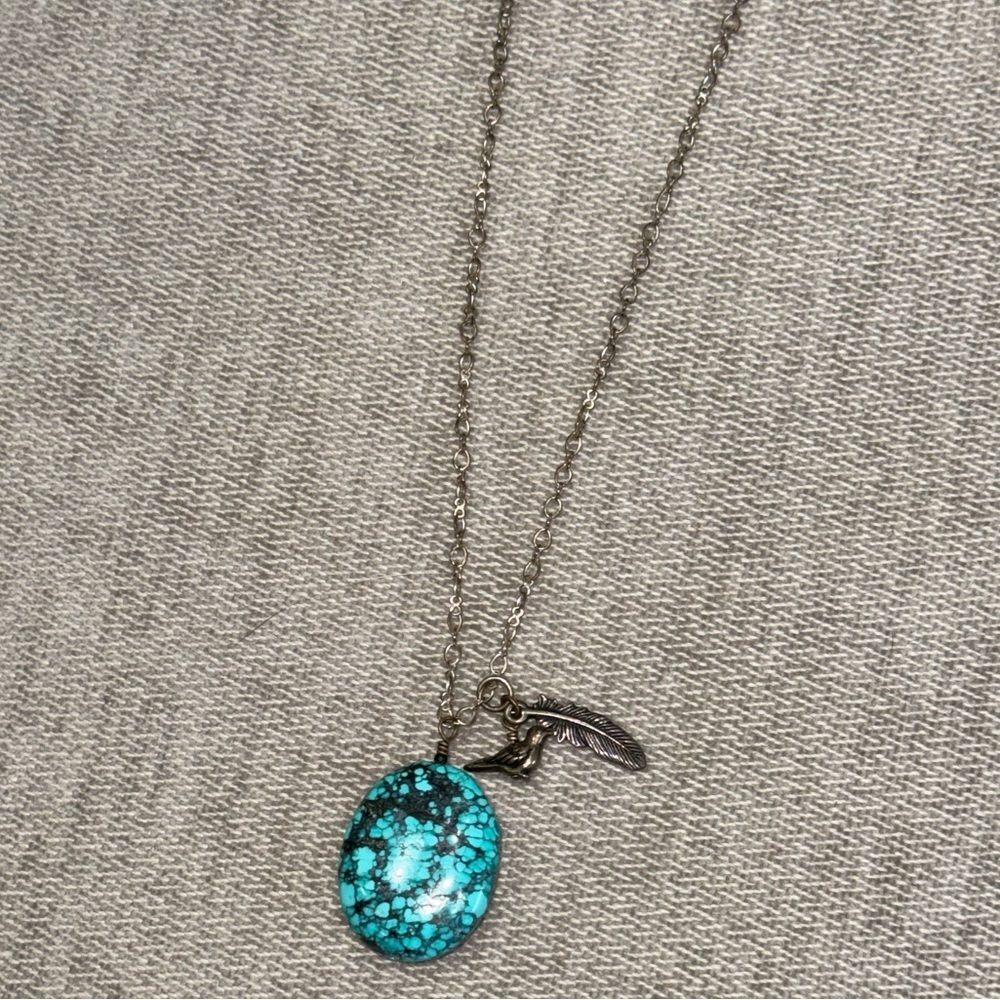 Teal Stone & Charm Necklace